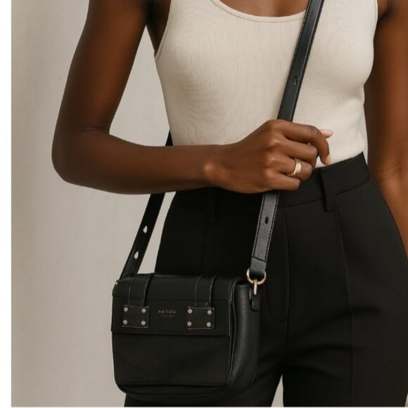 Rag & Bone Black Leather Crossbody Bag Flap Buckle Closure Adjustable Strap - Picture 1 of 12